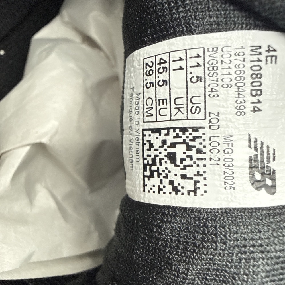 New Balance Men's Size 11.5 4E Extra Wide Fresh Foam X 1080 V14 Black M1080B14 - Picture 12 of 15